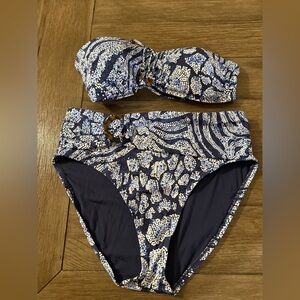Tommy Bahama Navy and White Swimwear 2 piece medium nwot